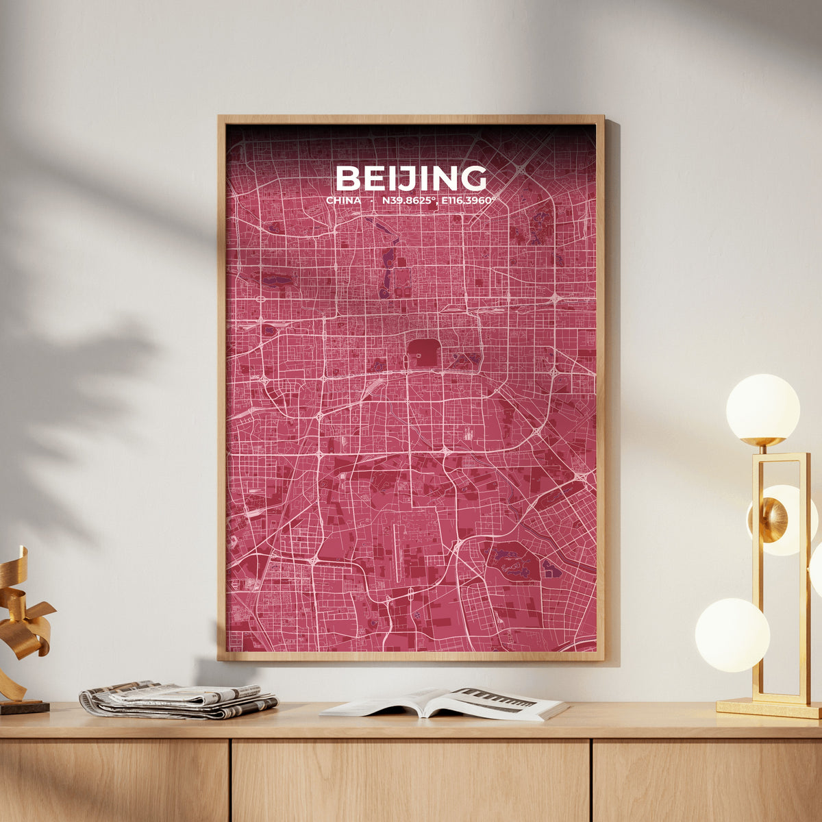 Beijing Scarlet Map Poster