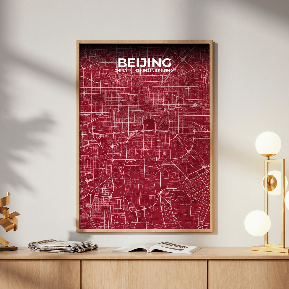Beijing Garnet Map Poster