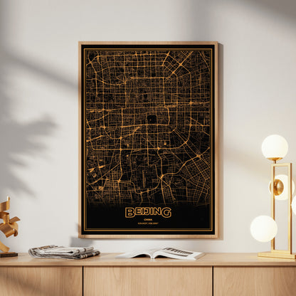 Beijing Phosphor Map Poster - Amber CRT