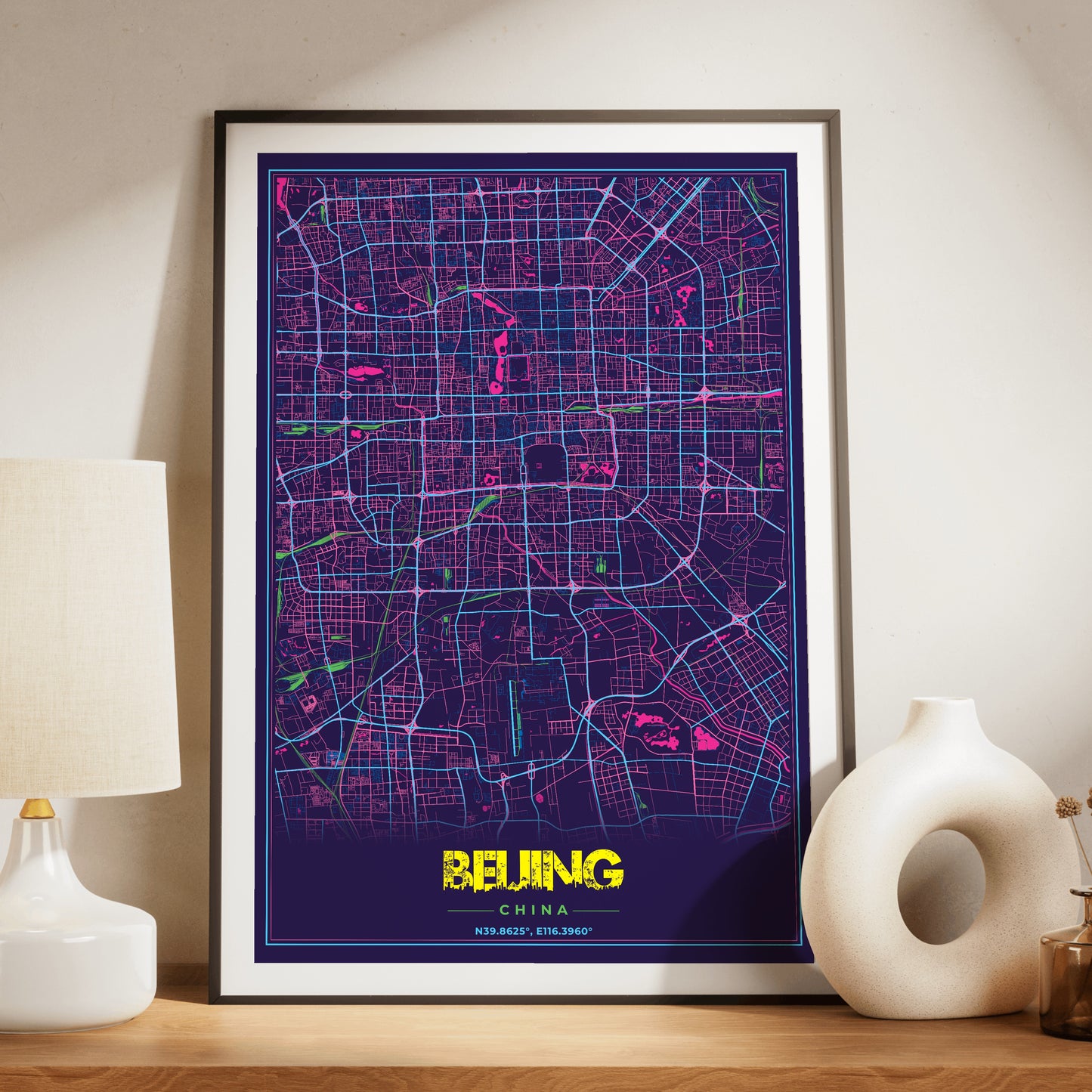 Beijing Cyberpunk Map Poster