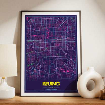 Beijing Cyberpunk Map Poster