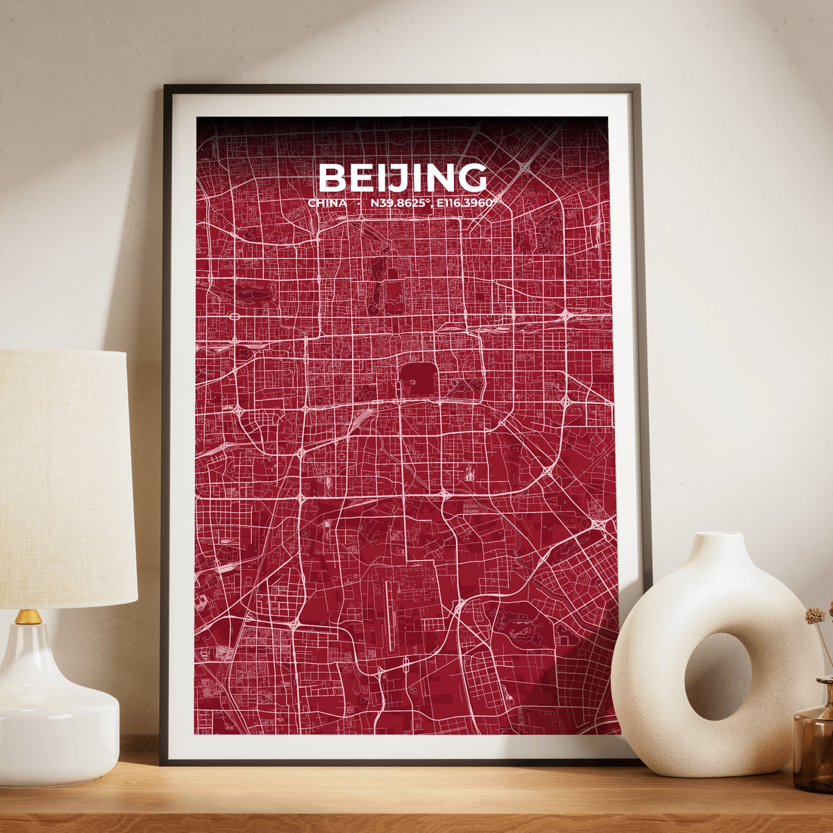 Beijing Garnet Map Poster