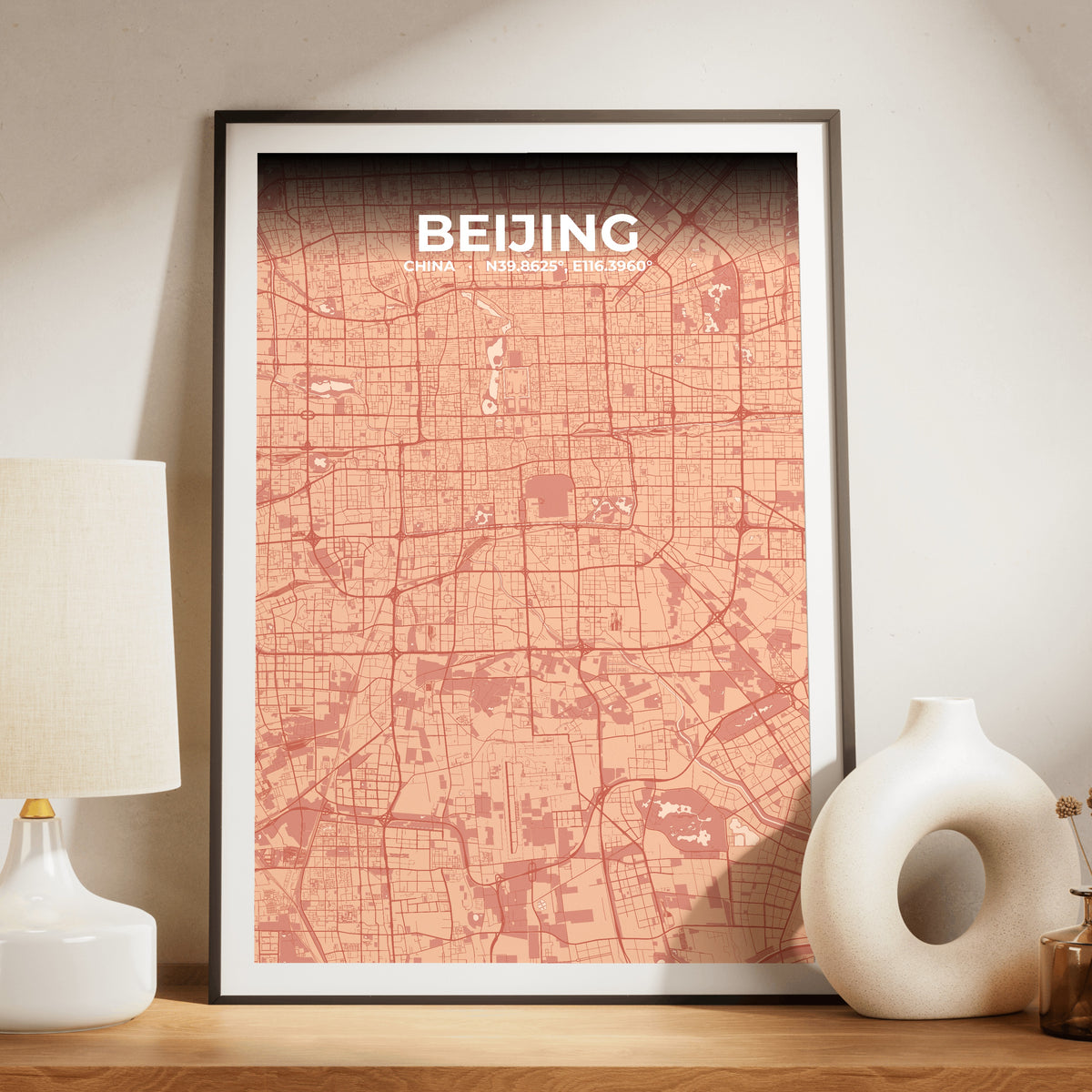 Beijing Blush Map Poster
