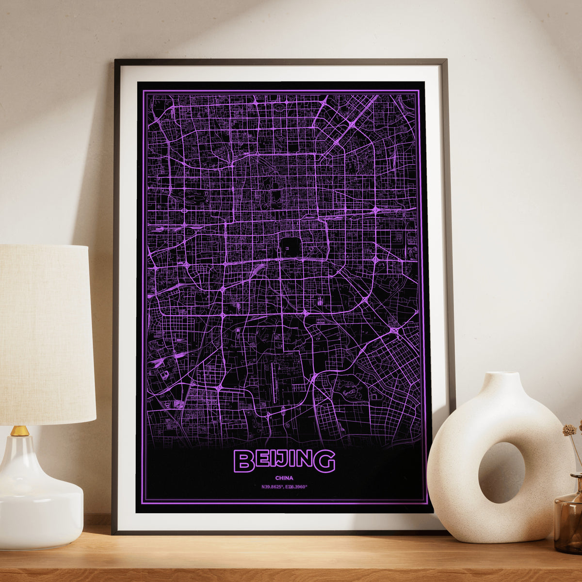 Beijing Phosphor Map Poster - EGA Violet