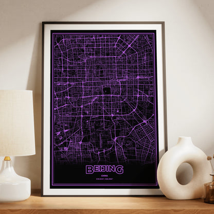 Beijing Phosphor Map Poster - EGA Violet