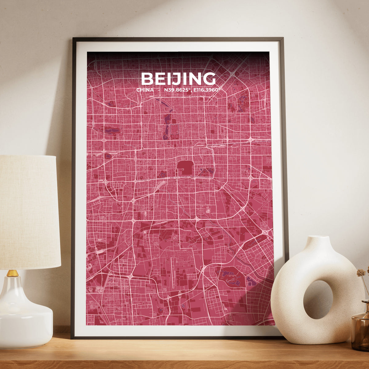 Beijing Scarlet Map Poster