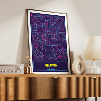 Beijing Cyberpunk Map Poster