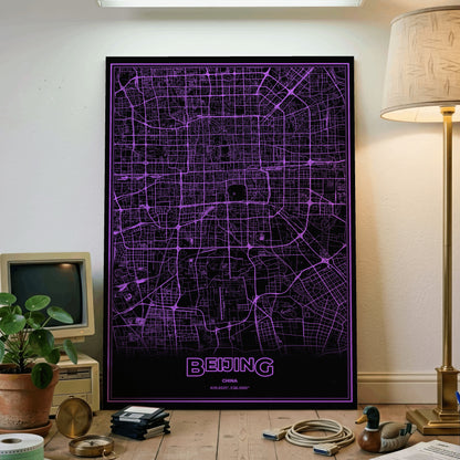 Beijing Phosphor Map Poster - EGA Violet