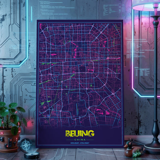 Beijing Cyberpunk Map Poster
