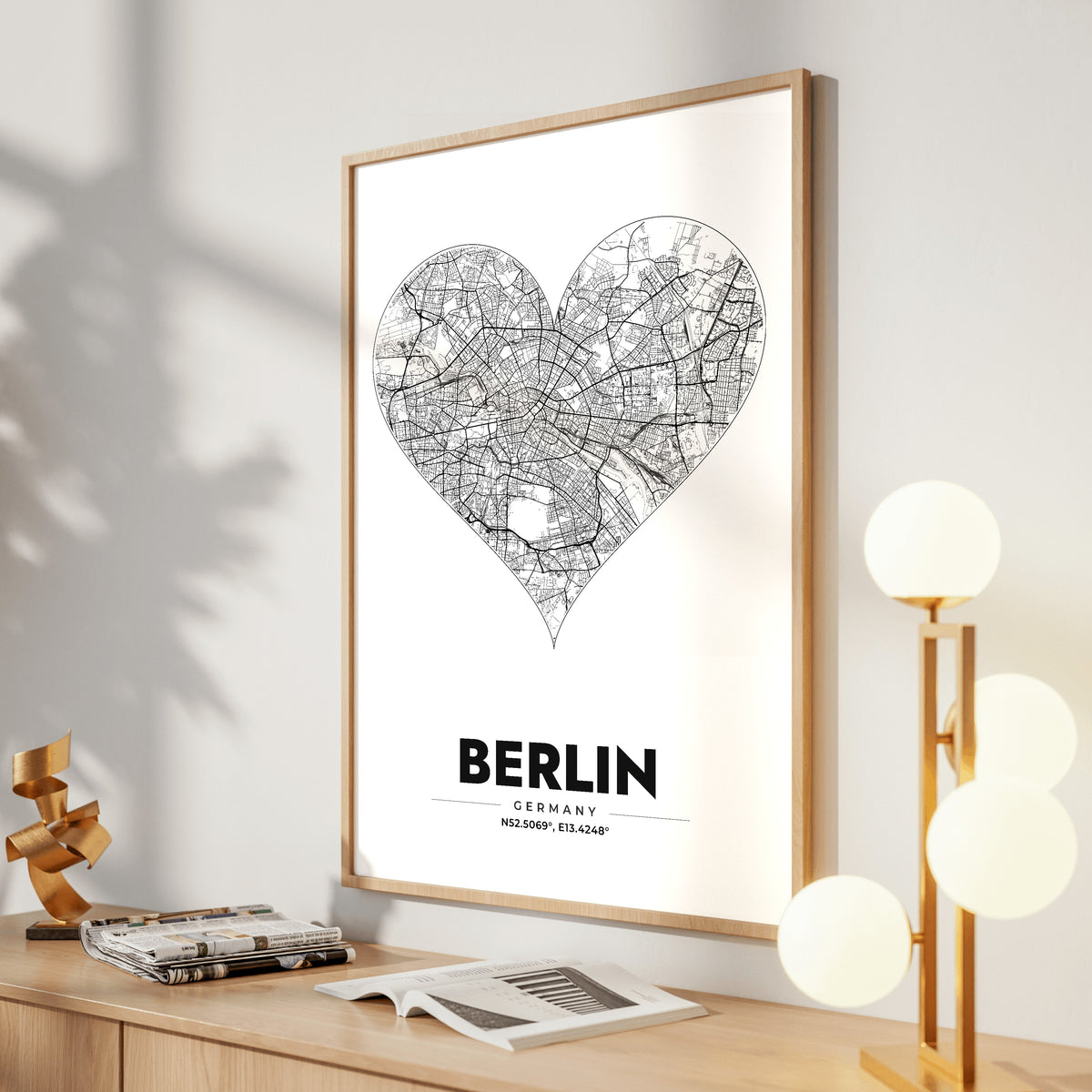 Berlin Heart Map Poster