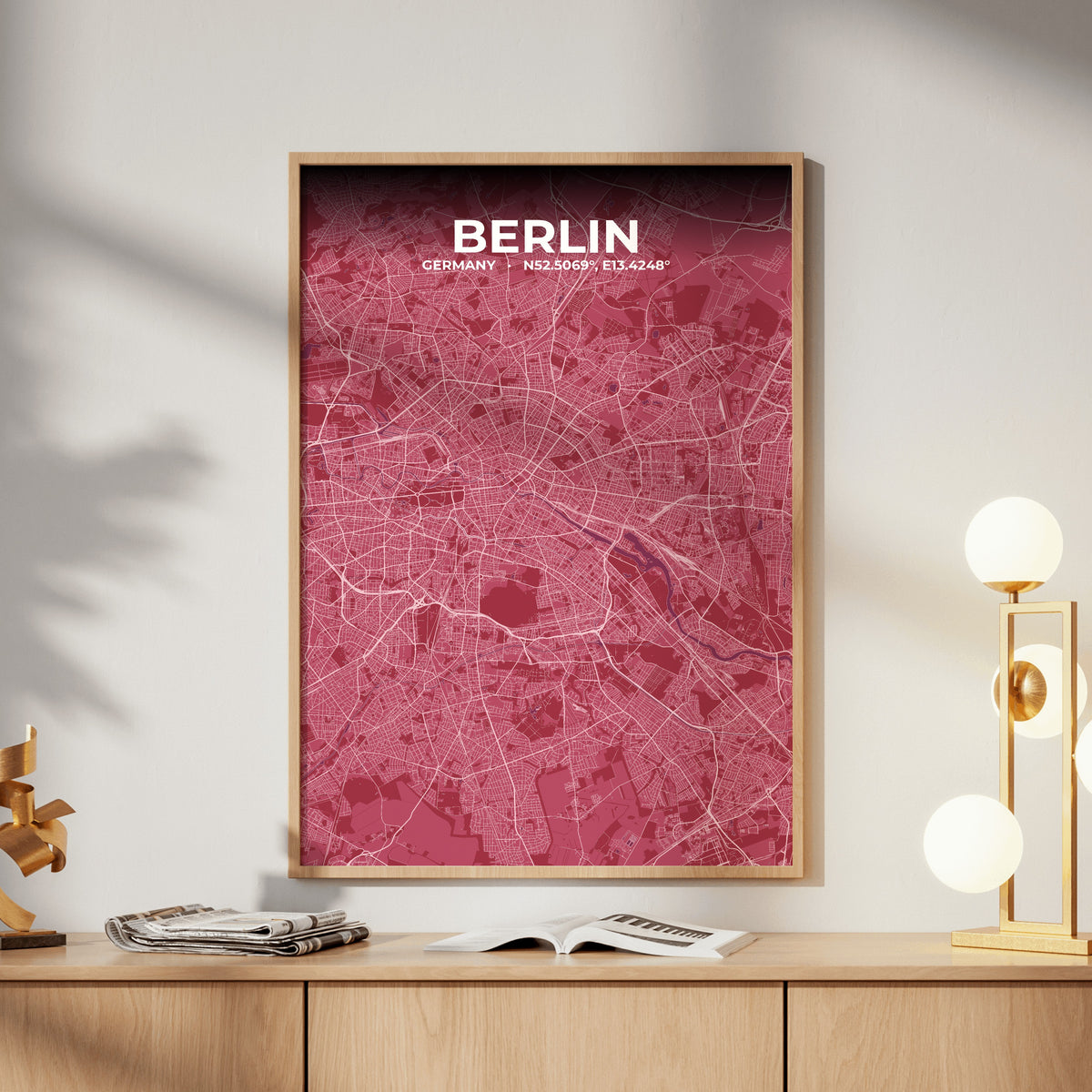 Berlin Scarlet Map Poster