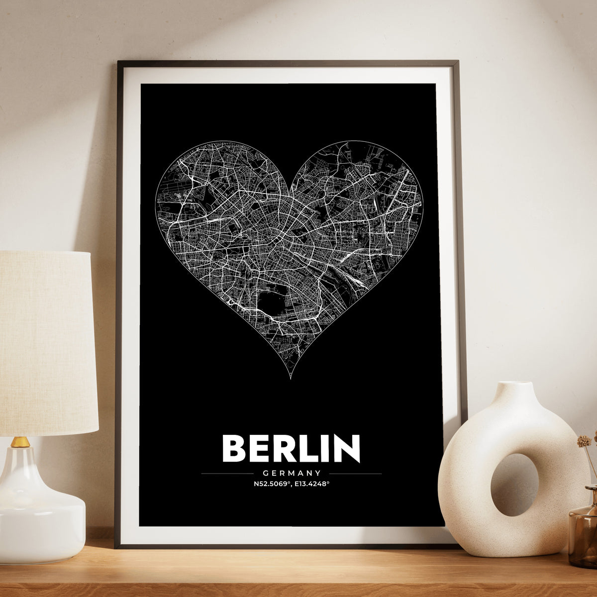 Berlin Heart Map Poster