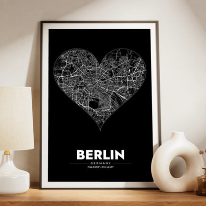 Berlin Heart Map Poster