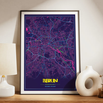 Berlin Cyberpunk Map Poster