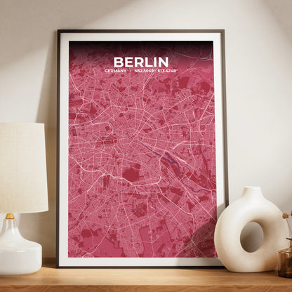 Berlin Scarlet Map Poster
