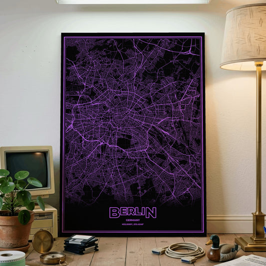 Berlin Phosphor Map Poster - EGA Violet
