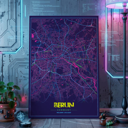 Berlin Cyberpunk Map Poster