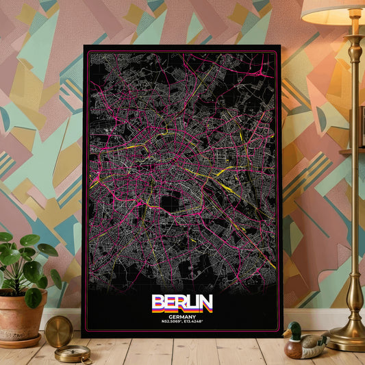 Berlin Retro Map Poster