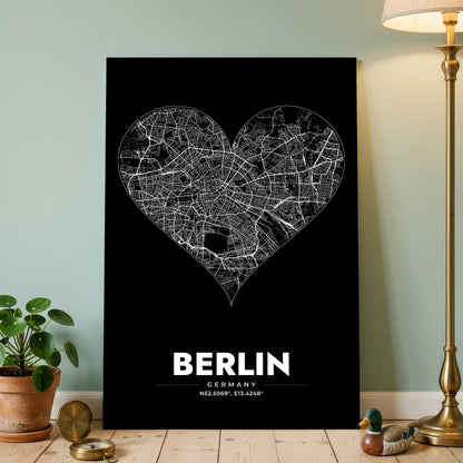 Berlin Heart Map Poster