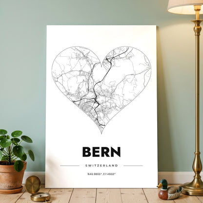 Bern Heart Map Poster