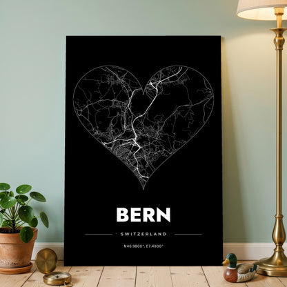 Bern Heart Map Poster