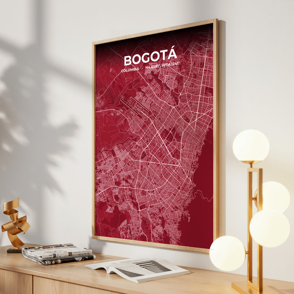 Bogotá Garnet Map Poster