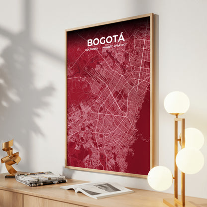 Bogotá Garnet Map Poster