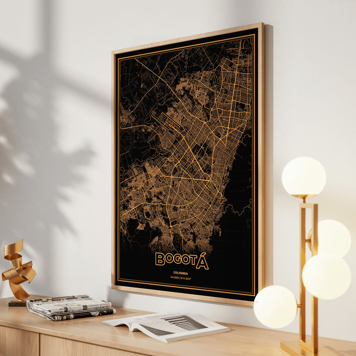 Bogotá Phosphor Map Poster - Amber CRT