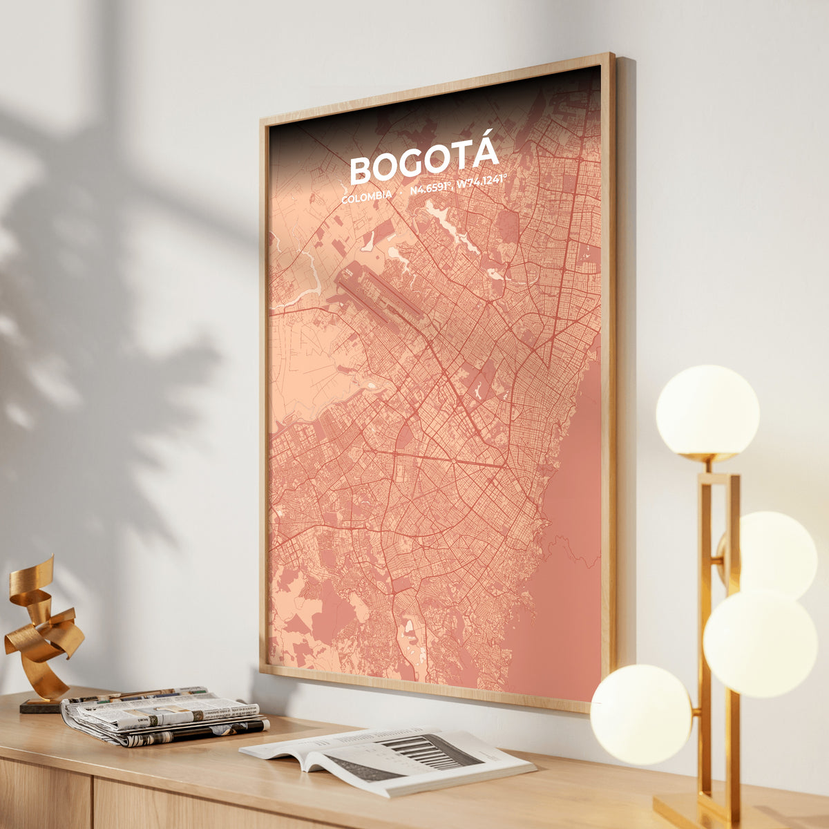 Bogotá Blush Map Poster