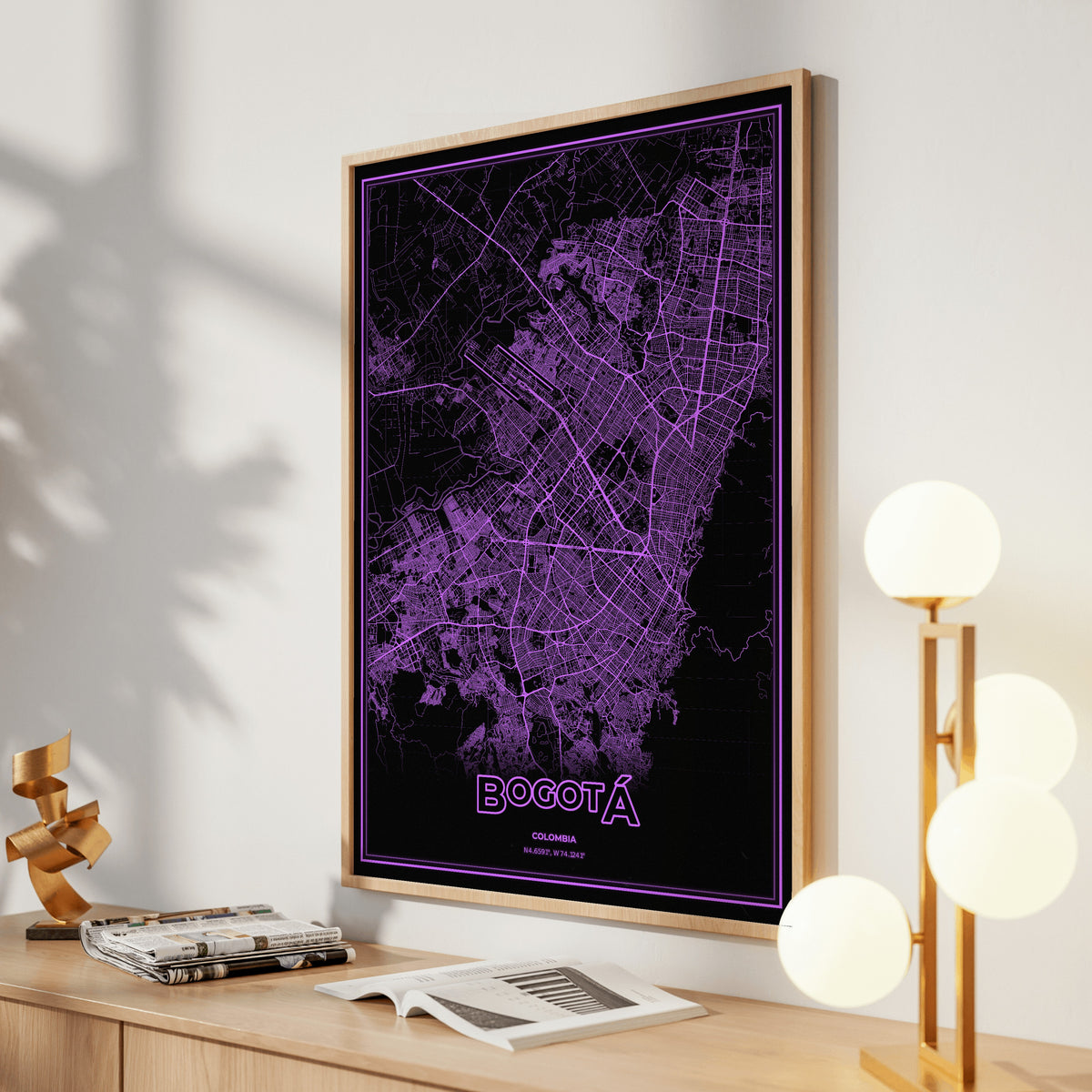 Bogotá Phosphor Map Poster - EGA Violet
