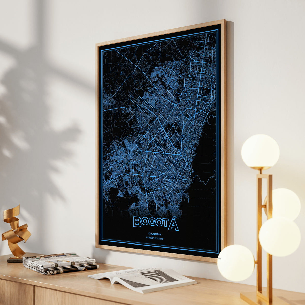 Bogotá Phosphor Map Poster - IBM Blue