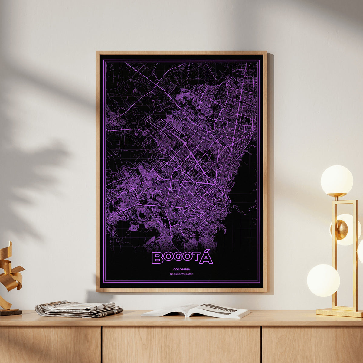 Bogotá Phosphor Map Poster - EGA Violet