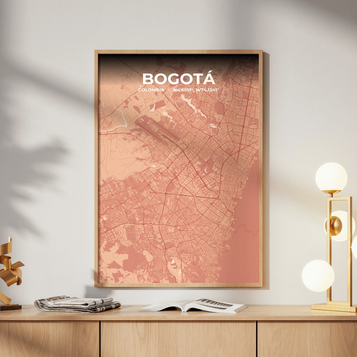 Bogotá Blush Map Poster