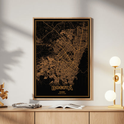 Bogotá Phosphor Map Poster - Amber CRT