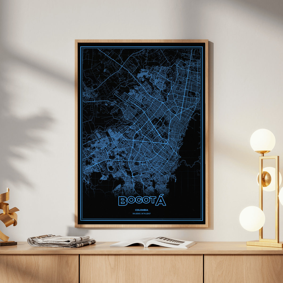 Bogotá Phosphor Map Poster - IBM Blue