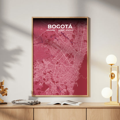 Bogotá Scarlet Map Poster