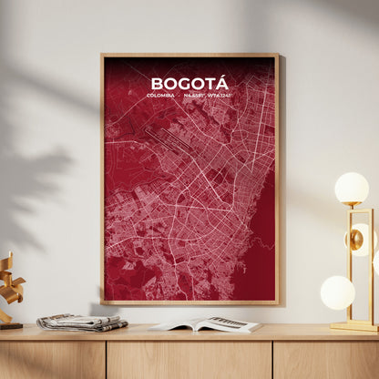 Bogotá Garnet Map Poster