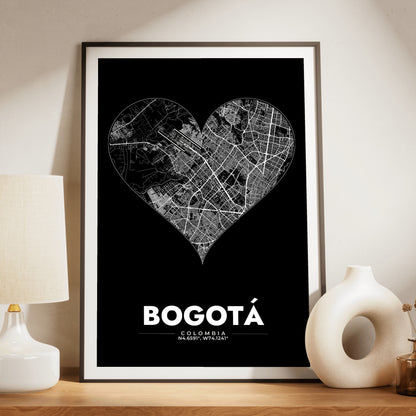 Bogotá Heart Map Poster