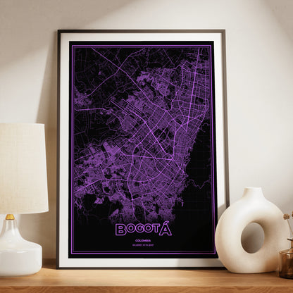 Bogotá Phosphor Map Poster - EGA Violet