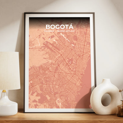 Bogotá Blush Map Poster