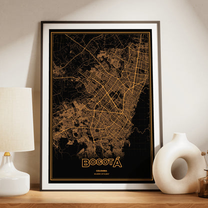Bogotá Phosphor Map Poster - Amber CRT