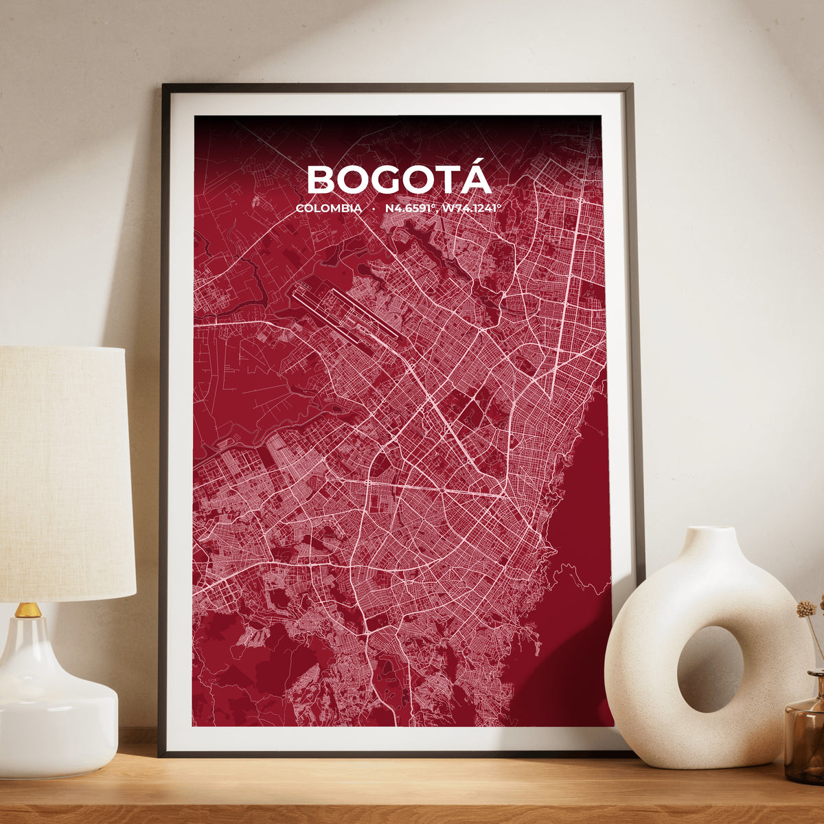 Bogotá Garnet Map Poster