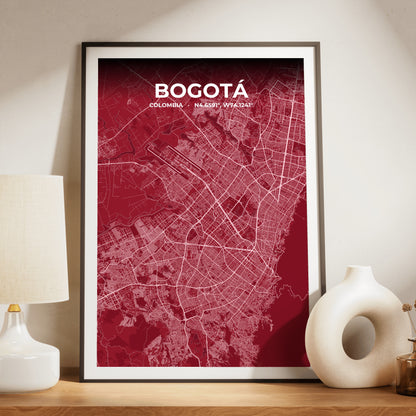 Bogotá Garnet Map Poster