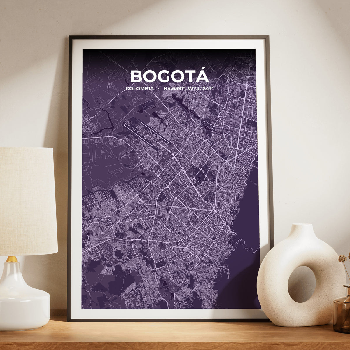 Bogotá Dusk Map Poster