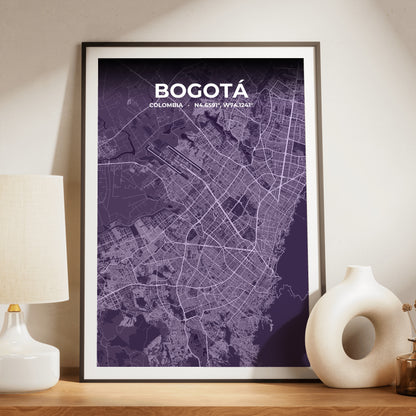 Bogotá Dusk Map Poster
