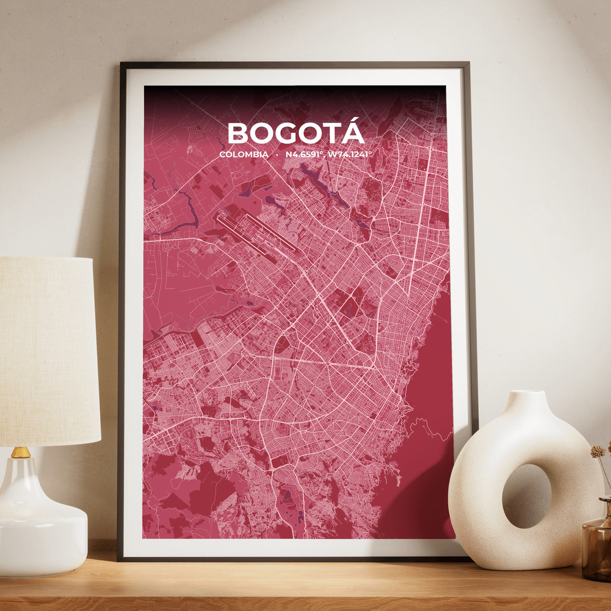 Bogotá Scarlet Map Poster