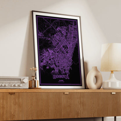 Bogotá Phosphor Map Poster - EGA Violet