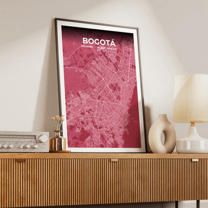 Bogotá Scarlet Map Poster