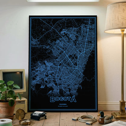 Bogotá Phosphor Map Poster - IBM Blue