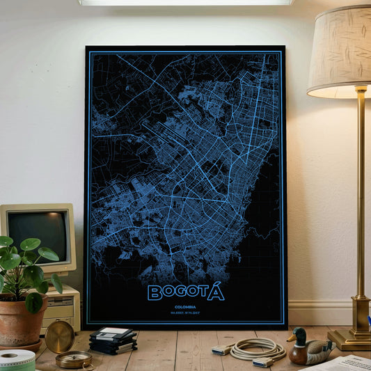 Bogotá Phosphor Map Poster - IBM Blue